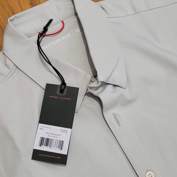 Western Rise X Cotton Button Down Fog Light Gray Medium M Men's Longsleeve Shirt - Picture 3 of 4